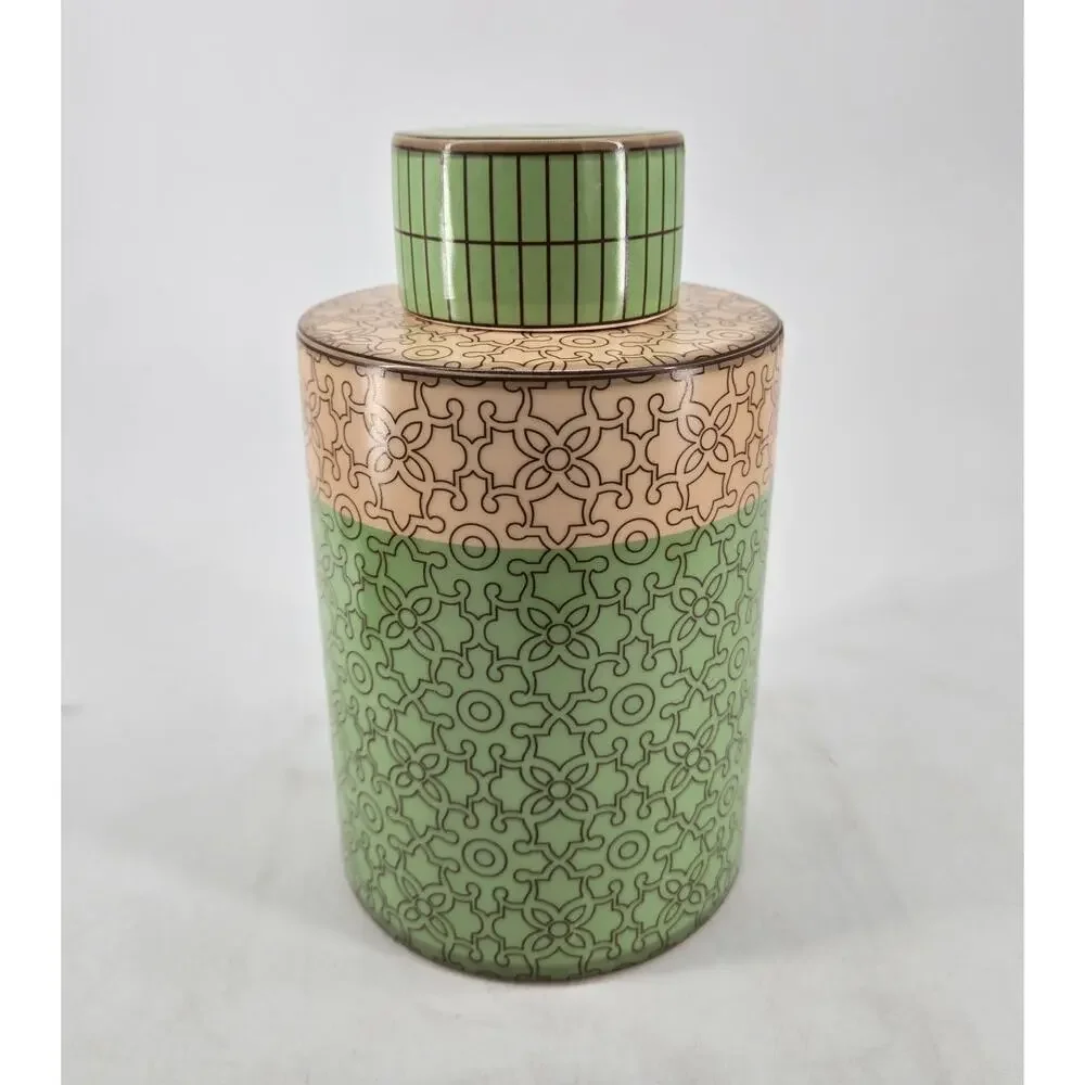 Piling Palang Tea Caddy Green Flora Modern Ceramic Minimalist Japandi Canister